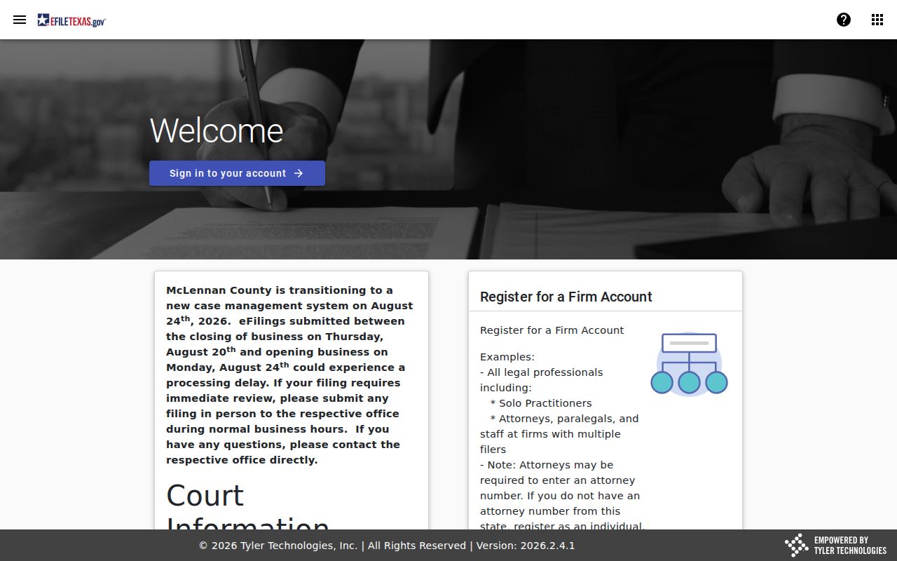 Cooke County case filing access through eFileTexas