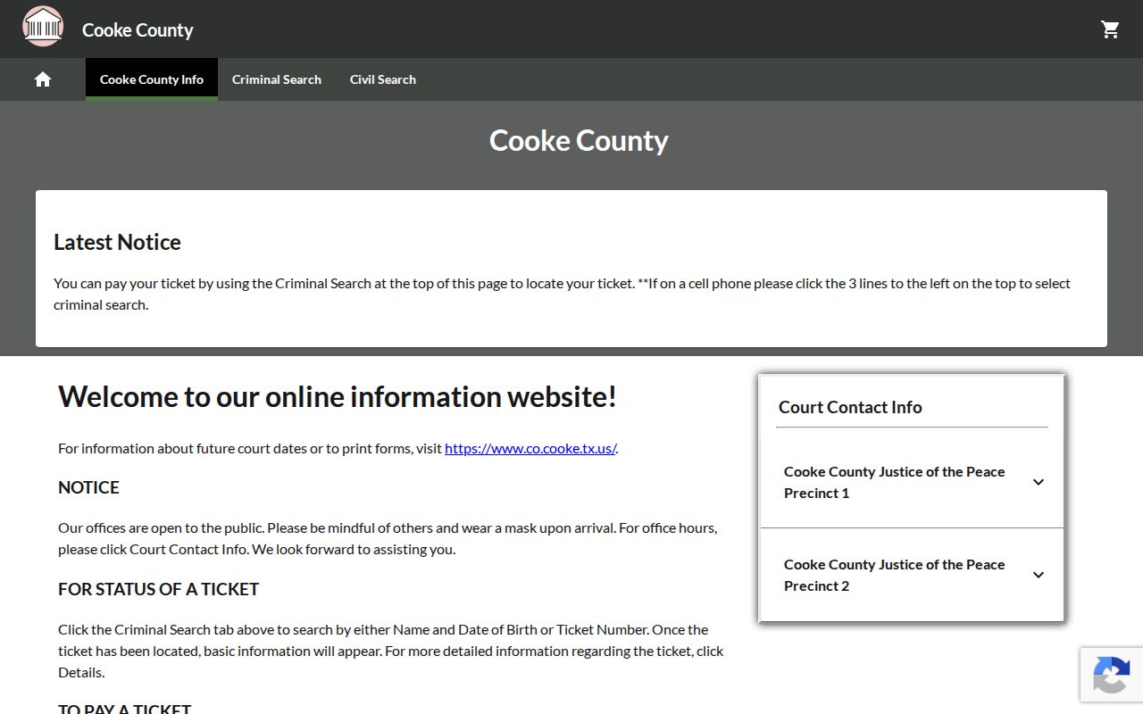 Cooke County traffic ticket payment portal